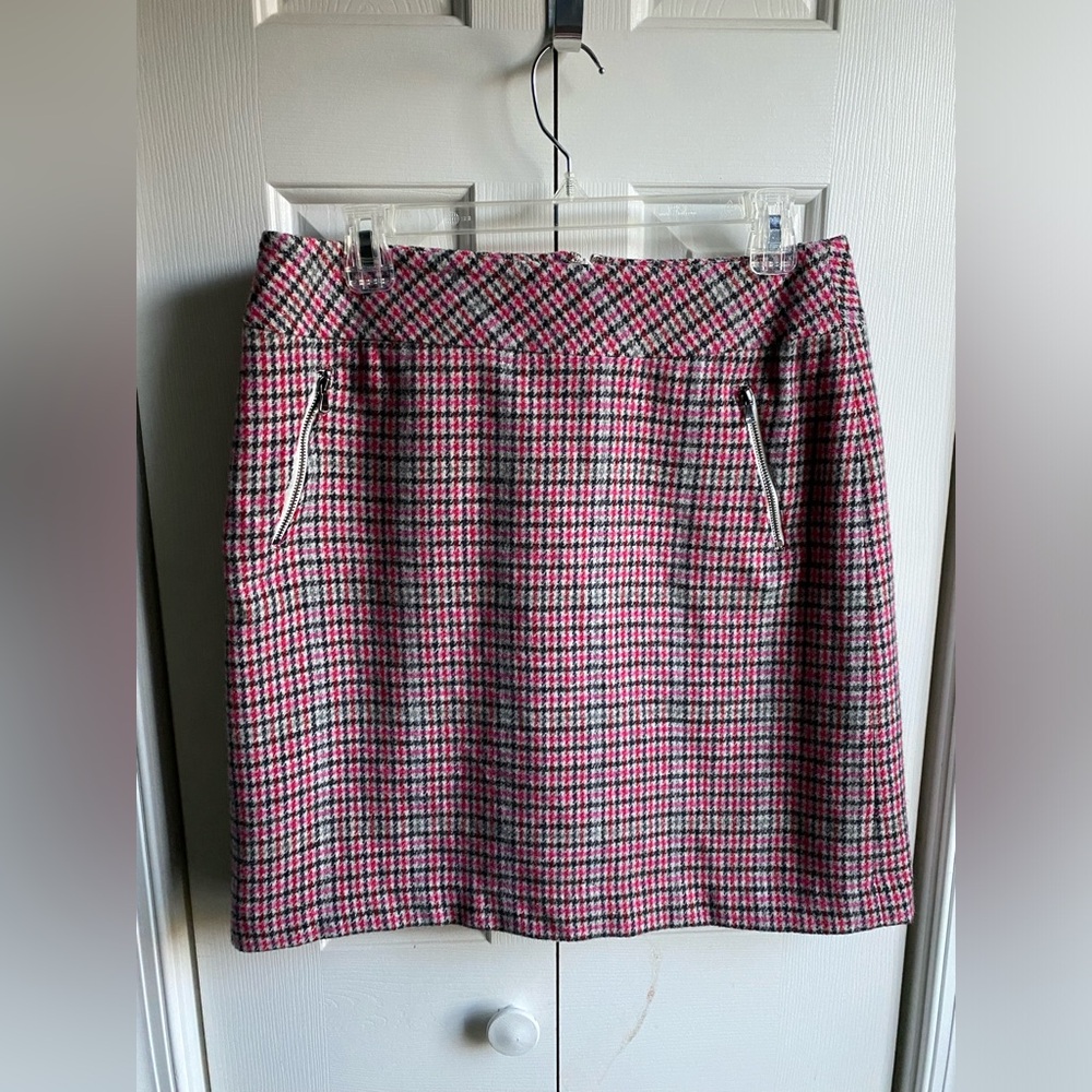 Talbots Womens Houndstooth Pencil Skirt Wool Blend Size 8 Career Academia Fall